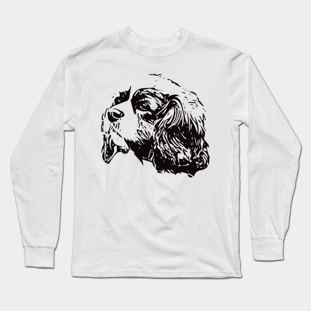 Cavalier King Charles Spaniel Face Design - A Cav Christmas Gift Long Sleeve T-Shirt by DoggyStyles